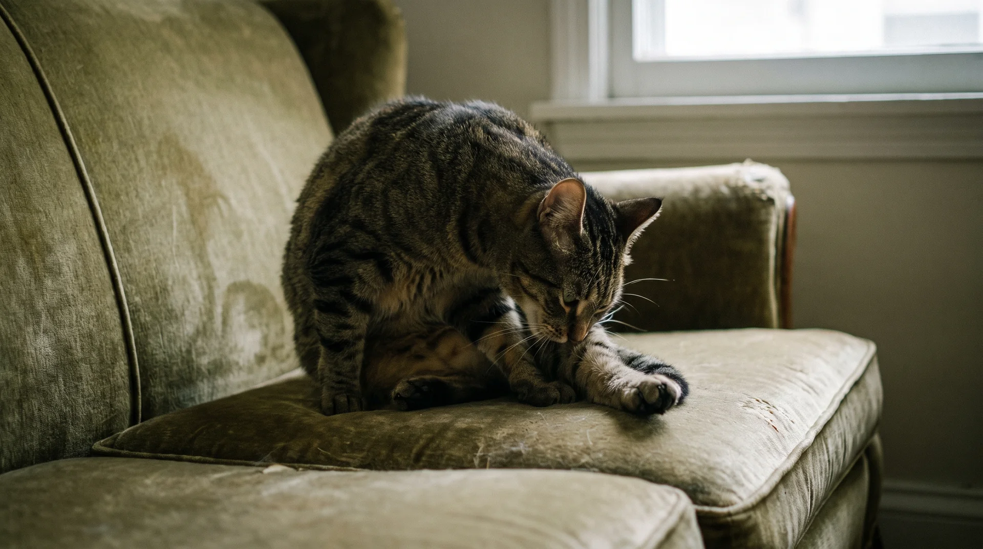 Katze putzt sich übermäßig — oft ein Stresssignal