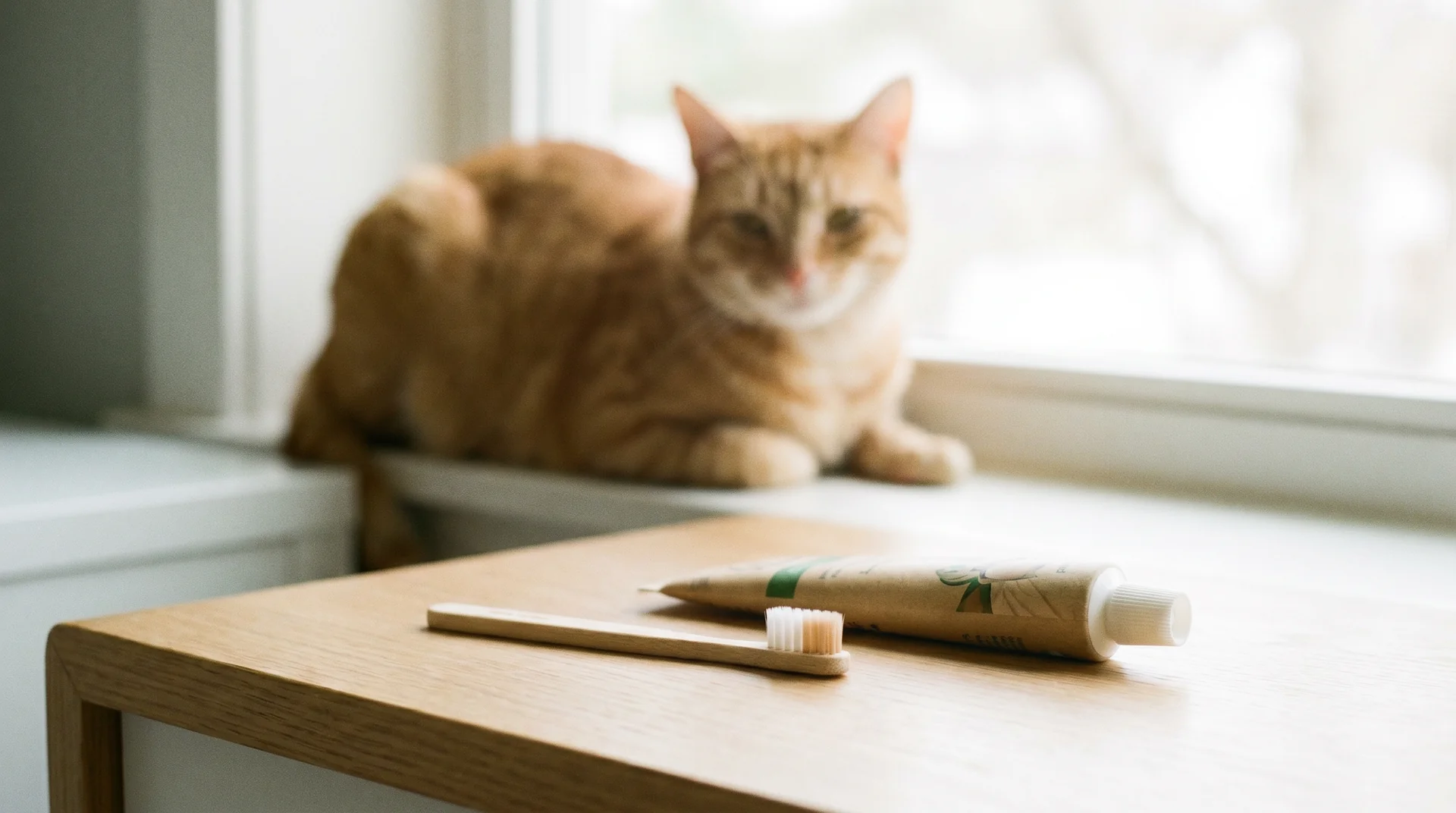 Katzenzahnbürste und katzentaugliche Zahnpasta für die Zahnpflege