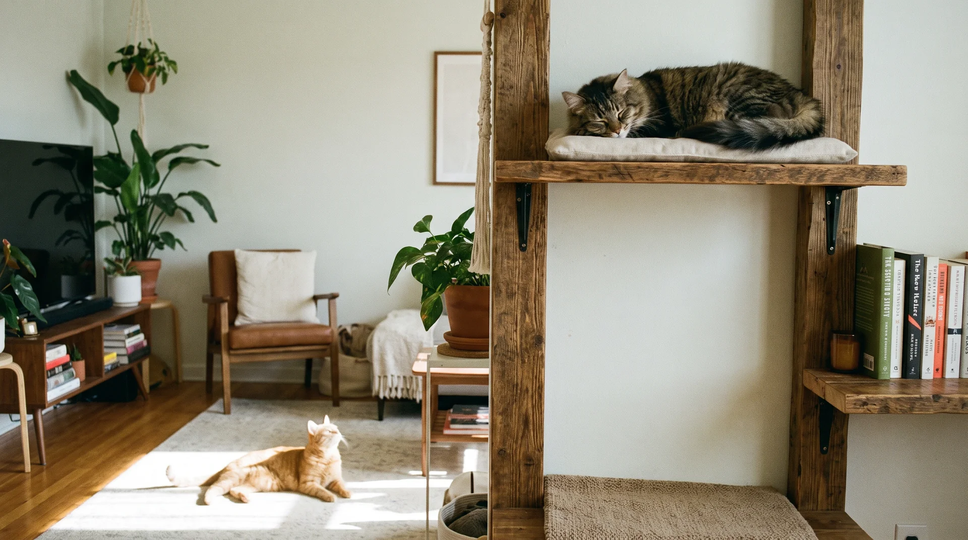 Erhöhter Rückzugsort hilft beim Zusammenleben zweier Katzen